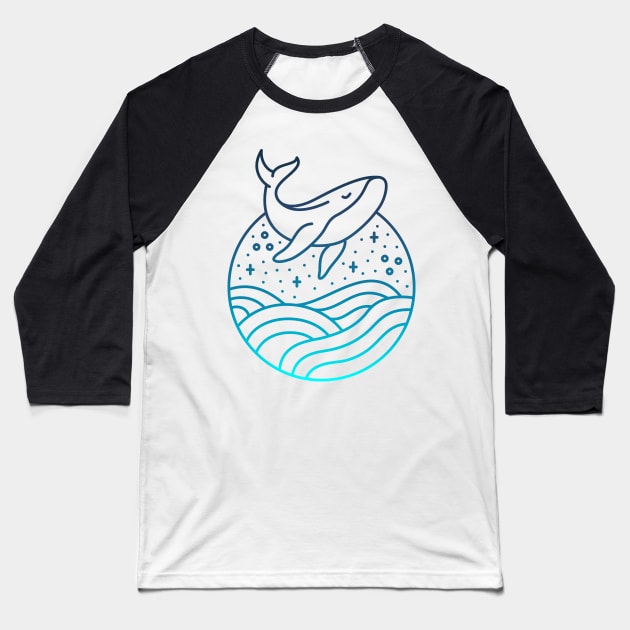 Jumping Whale Baseball T-Shirt by VEKTORKITA